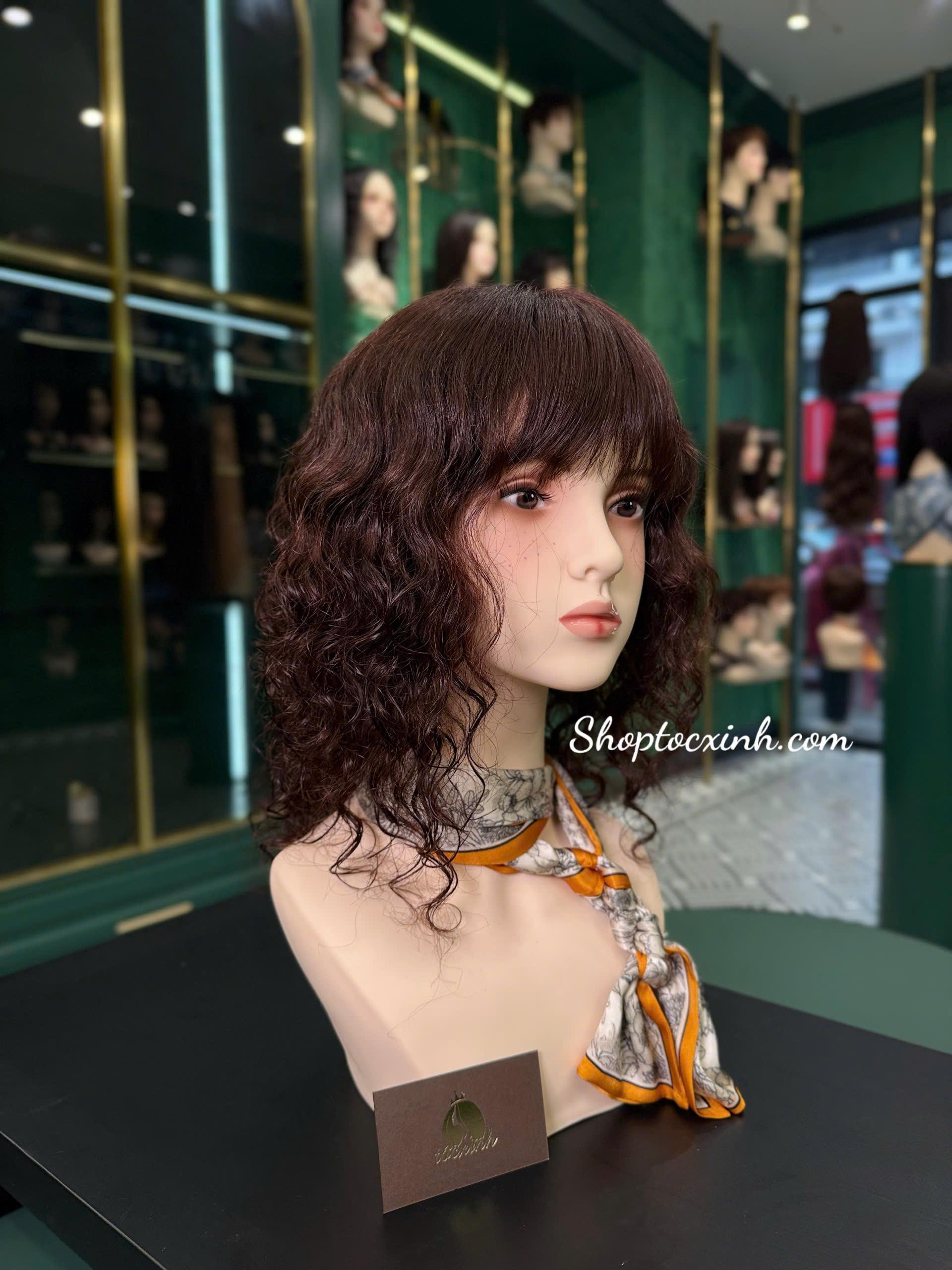 TÓC NGẮN XOĂN NGANG VAI KẾT HỢP NHUỘM LÀM BẰNG TÓC THẬT